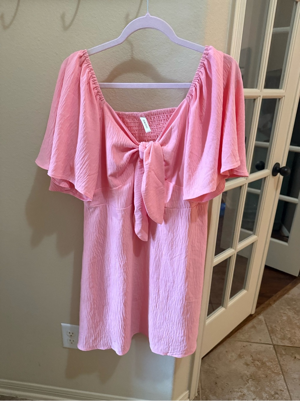 Pink Tie-Front Women's Top